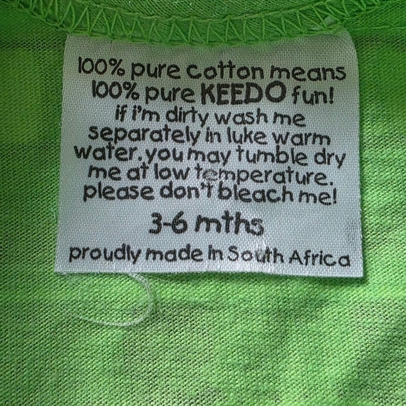 Keedo Baby Romper 3-6 Months Green Striped 100% Cotton Made in South Africa - Picture 8 of 8